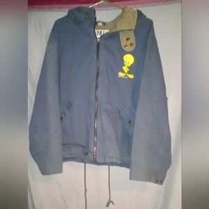 Women's Vintage Jacket w/ Large Tweety print on back small print on front Sz L